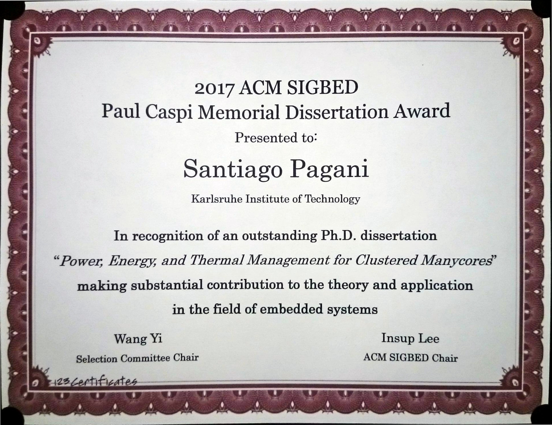 Award Certificate